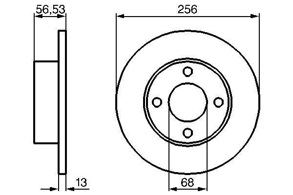 Disque de frein Bosch 0986478130 - boîte de 2 disques pleins - 4 trous - épaisseur 13 mm - côté avant_0