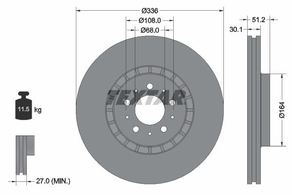 Disque de frein ventilé Textar 92126703 - boîte de 1 disque_0