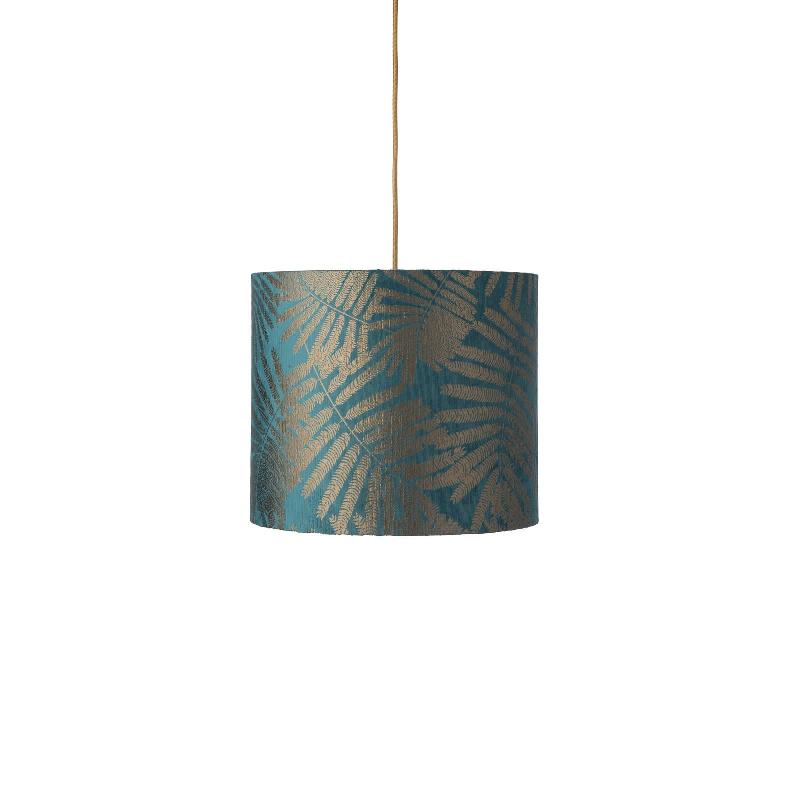 EBB & FLOW FERN LEAVES TEAL 30CM, CÂBLE ROND/DORÉ