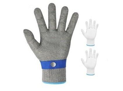 Gants Anti-coupure Niveau 9, Maille d'Acier + 2 Paires Intérieur en Nylon. Taille XL - 8412536711770_0
