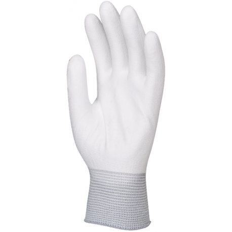 Gants tricoté 100 % polyamide blanc - paume enduite polyuréthane blanc - Eurotechnique | 6110_0