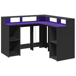 Helloshop26 - Bureau table poste de travail meuble d'ordinateur informatique étude avec lumières LED 130 x 130 x 91 cm bois 02_0023428 - 3000214323190_0