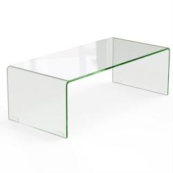 Helloshop26 - Table basse rectangulaire en verre trempé 108 x 50 x 35 cm table de salon en forme de u avec bords arrondis lisses 20_0005982 - 3000200_0