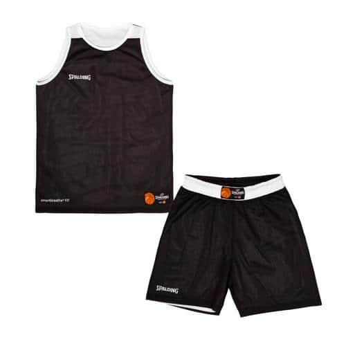 KIT MAILLOT SHORT BASKET RÉVERSIBLE ENFANT - SPALDING - NOIR BLANC