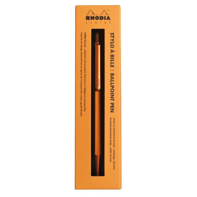 Lot de 2 Stylo-bille rechargeable Rhodia scRipt, pointe 0,7, encre noire, corps coloris orange - 3037920093888_0