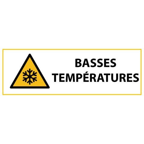 LOT DE 3 - SIGNALÉTIQUE DANGER W010 - BASSES TEMPÉRATURES - NORME ISO 7010 - 297 X 105 MM - VINYLE SOUPLE AUTOCOLLANT