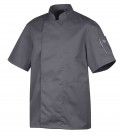 Veste de cuisine mixte - manches courtes - Nero MC - col officier - boutons pressions cachés - Phirejo_0