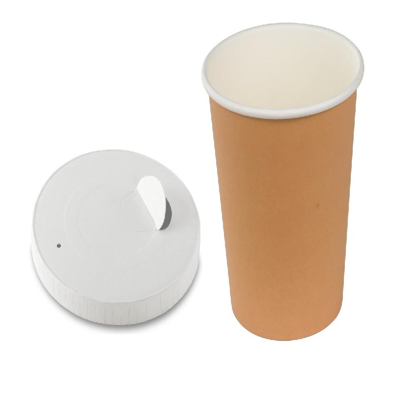 Pack Combo Gobelet + Couvercle Carton NOVACUP 300ml - Haute Densité FSC - Recyclable & Éco-responsable - Lot de1000 - beige en carton GH268C_0
