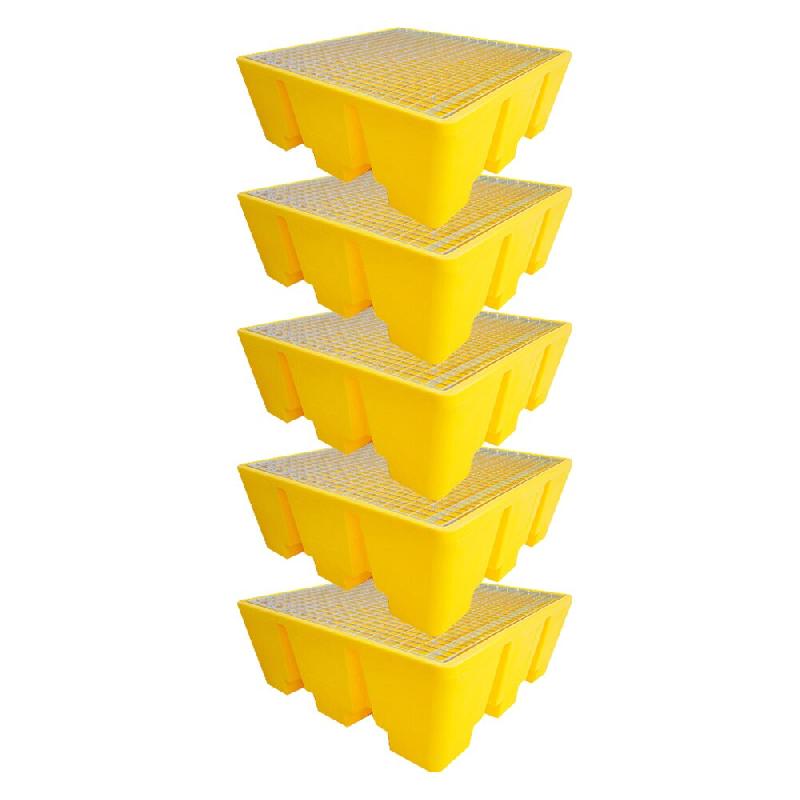 PLAST'UP ROTOMOULAGE Bac de rétention 4 fûts standard-lot de 5 - JAUNE - jaune 0750122561186_0