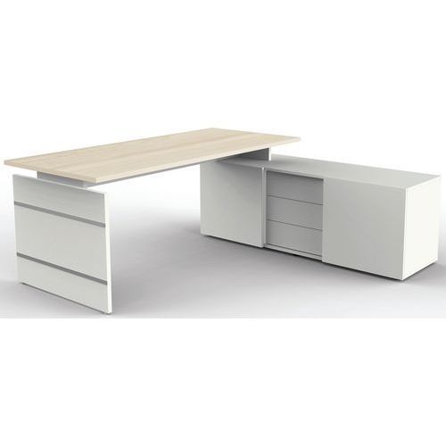 POSTE TRAVAIL FORM4 BUREAU 1800/BUFFET 1600 BLANC/ÉRABLE - KERKMANN
