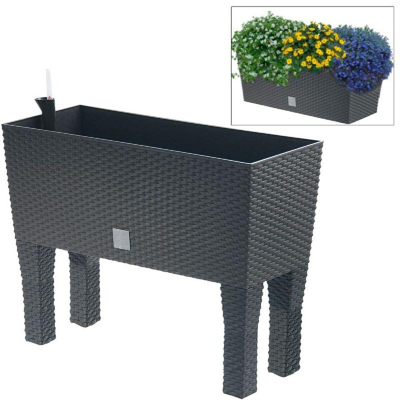 Prosperplast - Jardinière Rato 72 L avec arrosage, anthracite, 80x33x65 cm, avec pieds - gris plastique 78864_0