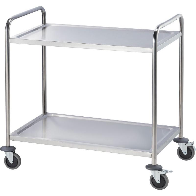 Romux® Chariot de service 2 plateaux | Chariot de transport polyvalent en acier | Chariot traiteur - inox 8436604199185_0
