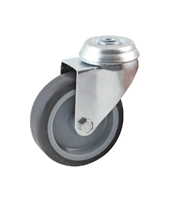 ROULETTE ŒIL TROU PIVOTANT DIAMÈTRE 50MM EN CAOUTCHOUC GRIS - AVL - 552850L