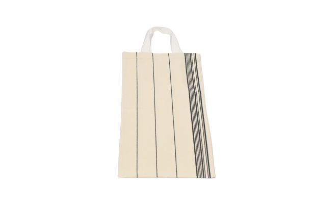 Sac à pain rayé noir en tissu - dimensions : 30 cm x 55 cm_0