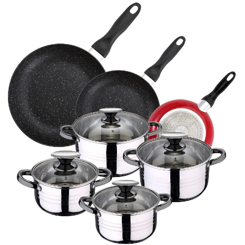 San Ignacio - Batterie de cuisine Dina : 4 Marmites avec Couvercles et Jeu de 3 Poêles Ø16/20/24 cm - PK4831_0