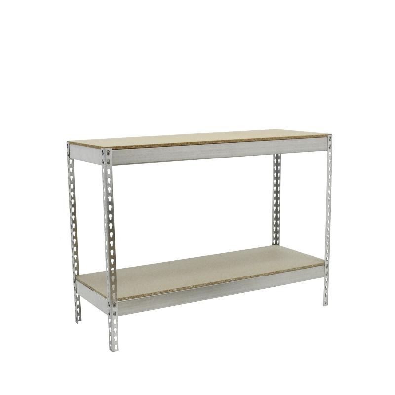 SimonRack Rayonnage industriel, 900x1200x600 mm, 400 kg au point de flexion, 2 étagères bois, rayonnage garage, Galvanisé/Bois- Ecoforte - argenté_0
