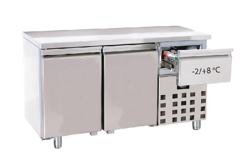 Table réfrigérée 2 portes avec tiroir réfrigérée profondeur 700 pro line - 7489.5160_0