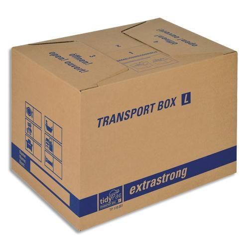 Tidypac carton de déménagement double cannelure format l - dimensions : l50 x h35 x p35,5 cm brun_0