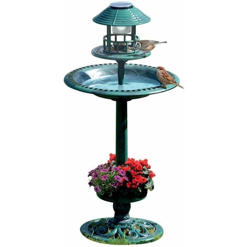 FONTAINE ABREUVOIR À OISEAUX SUR PIED AVEC LAMPE SOLAIRE ...