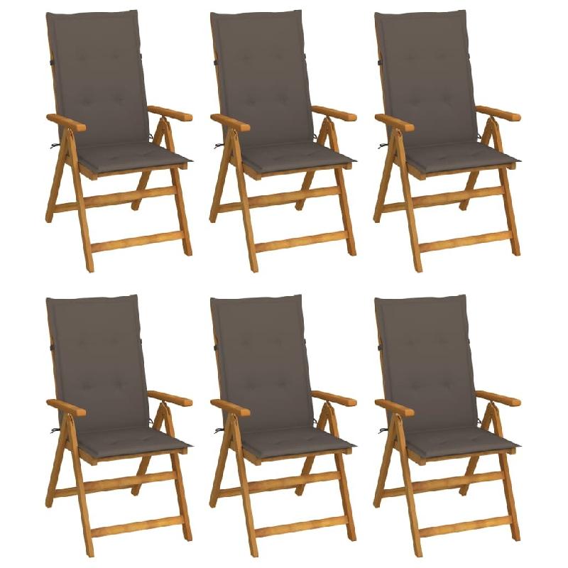 VidaXL Chaises Pliables De Jardin Lot De 6 Avec Coussins Bois D Acacia - gris 3064127_0