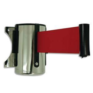 Viso - Enrouleur mural 2 mètres en polypropylène et inox, sangle rouge avec récepteur mural inclus_0