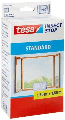 TESA 55680-00000-01 - Moustiquaire pour fenêtre standard blanc - 1,50 x 1,80 m - Lavable jusqu'à 30°C_0