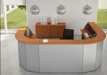 Banque d'accueil Gulieta en mélamine - 3 coloris au choix - Modules droits 70 et 140 cm, module d'angle 90°_0