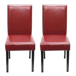 Décoshop26 - Lot de 2 chaises de salle à manger cuisine en cuir rouge pieds en bois foncés design moderne 04_0000287 - 3000014832694_0