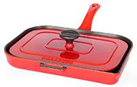 Double gril panini en fonte - coloris rubis - idéal pour viandes et paninis_0