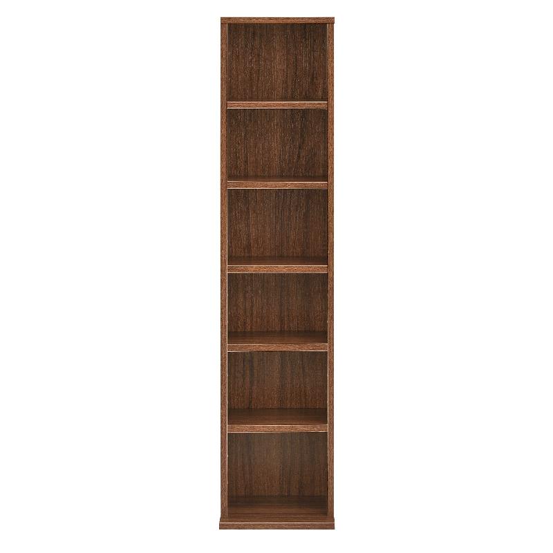 Étagère CD/DVD - Tour de rangement 6 compartiments - MDF mélaminé effet noyer - 90 x 20 x 20 cm_0