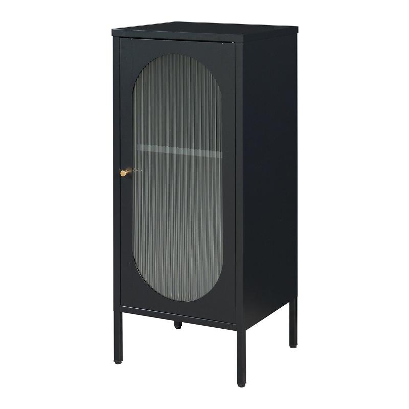 Helloshop26 - Armoire étagère meuble de rangement vitrée acier verre 102 x 43 x 40 cm noir mat 03_0008928 - noir verre 3000224422401_0
