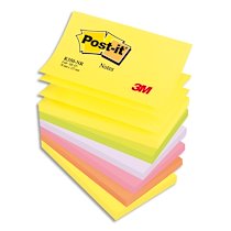 LOT DE 6 RECHARGES Z-NOTES 100 FEUILLES 7,6 X 12,7 CM COLORIS NÉON ASSORTIS