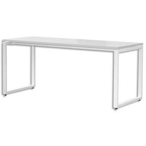 Bureau droit MT International MT1 Élégance - plateau blanc - piétement blanc - dimensions L160 x H74 x P67 cm_0