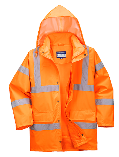 Parka respirante haute visibilité orange RT60 - légère, imperméable, bandes réfléchissantes, capuche amovible, taille L_0