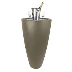 Plast&ampampamp#039Up Rotomoulage Pot conique 3 en 1pot de fleurs- mange debout-seau a champagne dessus inox - TAUPE - marron 0669014882783_0