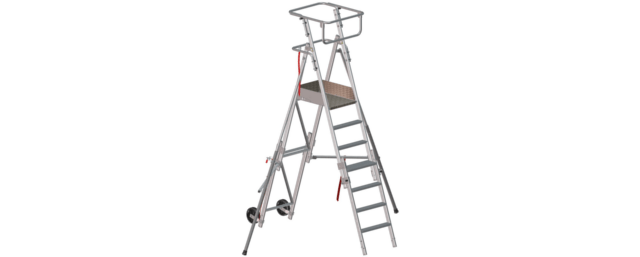 Plateformes de travail PIR pliable et réglable en hauteur avec stabilisateurs télescopiques et garde-corps rabattable_0