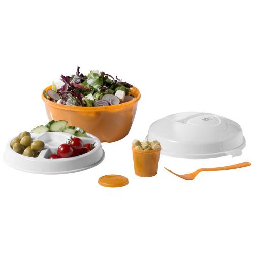 Set saladier Ceasar 11269501 - 750 ml, 4 compartiments amovibles, fourchette intégrée_0