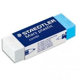 STAEDTLER GOMME PLASTIQUE MARS COMBI DE , UN COTÉ BLANC POUR LE CRAYON, UN COTÉ BLEU POUR L'ENCRE 526508