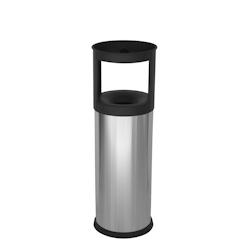 Stil Casa corbeille auto-extinguible avec cendrier, acier inoxydable, Ø 25 x h. 80 cm, bord inférieur en plastique, 25 litres, satinée. - 572 AS_0
