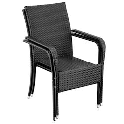 TecTake GmbH tectake Chaise en résine tressée GIRONA avec une capacité de charge de 120 kg - Lot de 2 - 405838 - noir plastique 405838_0