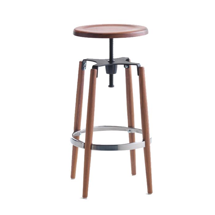 Vitone - Tabouret réglable à vis en noyer - Design néo-rétro_0