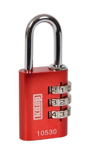 Cadenas à combinaison KASP K10530 - Aluminium anodisé rouge 30 mm - Anse acier, cadran laiton nickelé_0