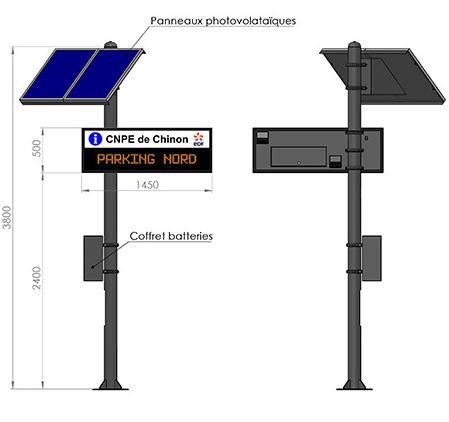 Caisson de signalisation dynamique 1600×450 ou 1450×500, afficheurs 95s et 95srv, en alimentation solaire autonome_0