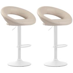 CLP Lot de 2 Tabourets de bar Olinda en similicuir hauteur réglable et siège pivotant Crème/Blanc - beige polyester 320287_0
