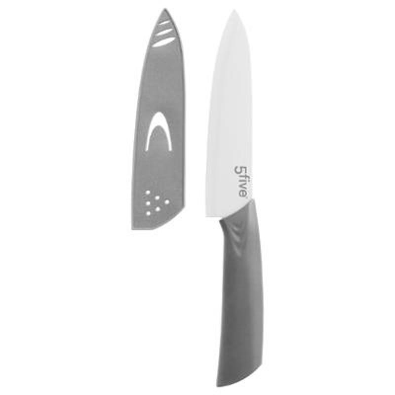 Couteau en céramique Zirco 27 cm gris avec protection - Paris Prix_0