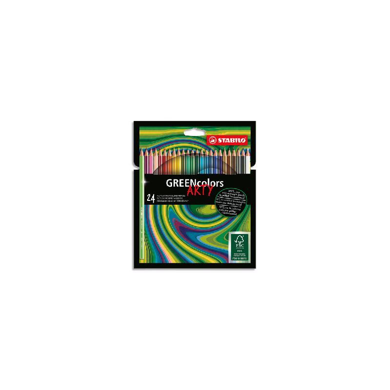 CRAYONS DE COULEUR STABILO GREENCOLOORS ARTY - CORPS FIN HEXAGONAL - BOIS - MINE 3MM - ETUI DE 24 - ASSORTIS