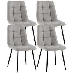 Décoshop26 - Lot de 4 chaises de salle à manger en tissu gris pieds métal noir design moderne et confortable CDS10413 - gris 3002483632690_0
