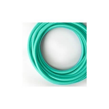 Fil électrique tissé turquoise - Look rétro vintage - Double câble 0,75 mm avec gainage en tissu_0
