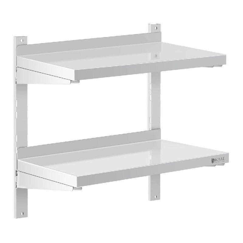 Helloshop26 - Étagère murale professionnelle 2 tablettes acier inoxydable - 30 x 60 cm 14_0001550 - 3000187318988_0