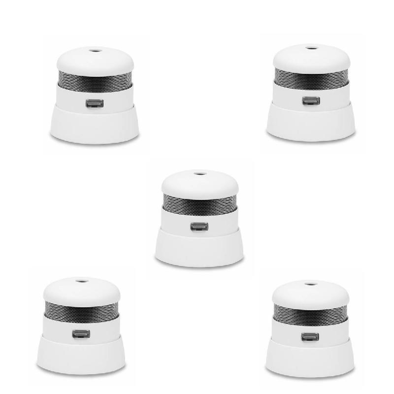 Lot de 5 détecteurs de fumée - Certifié NF - Autonomie 10 ans - Ultra compact 4 cm_0